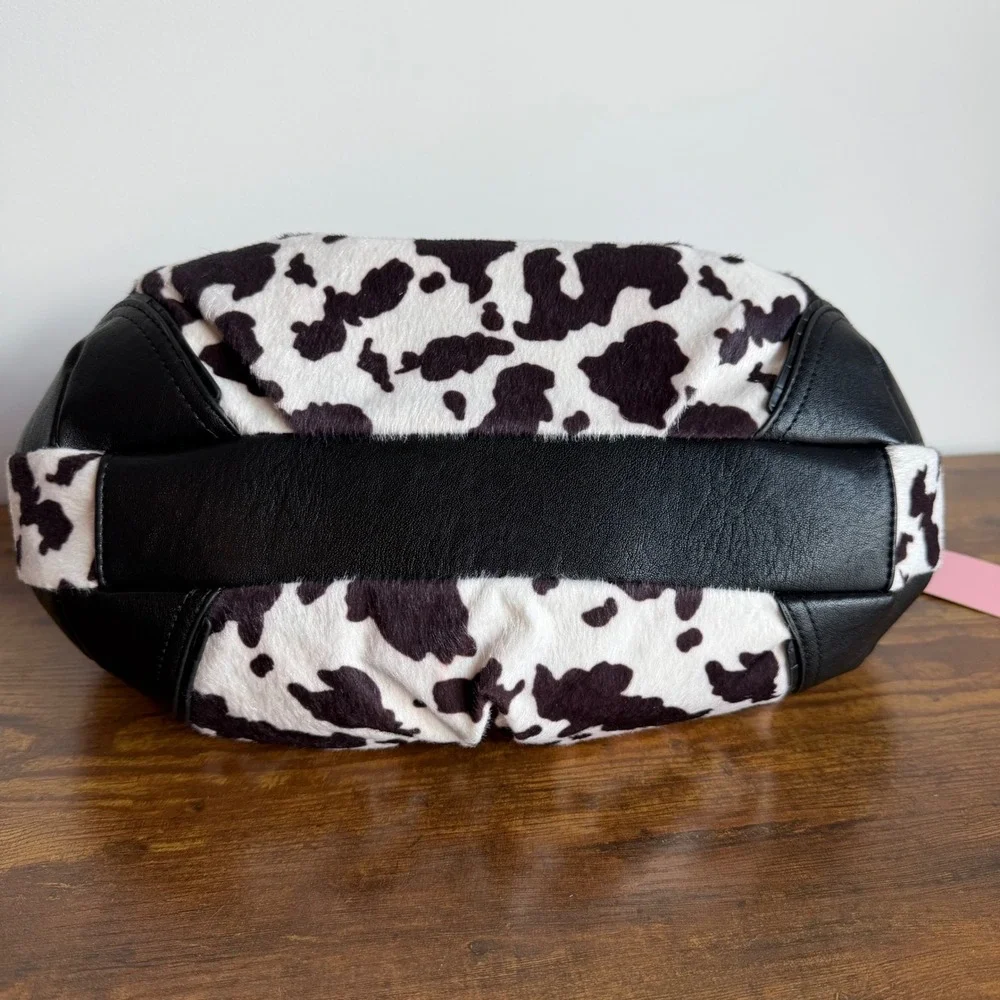 New Juicy Couture Romance Cow Hobo Shoulder Handbag Black Pink Bow Y2K Cute